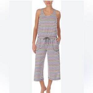 Kensie Sleeveless Knit Lounge Romper Multicolor Striped